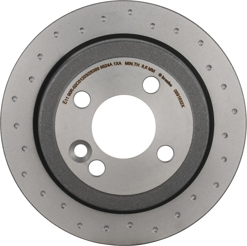 Brembo 08.9163.2X Xtra UV Coated solid drilled Rear Brake Rotor MINI OE# 34216774987 - Image 1